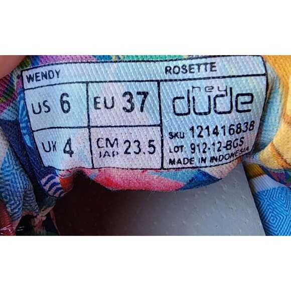 Hey Dude Wendy Rosette Size 6 Washable Comfort Shoes - Picture 7 of 7